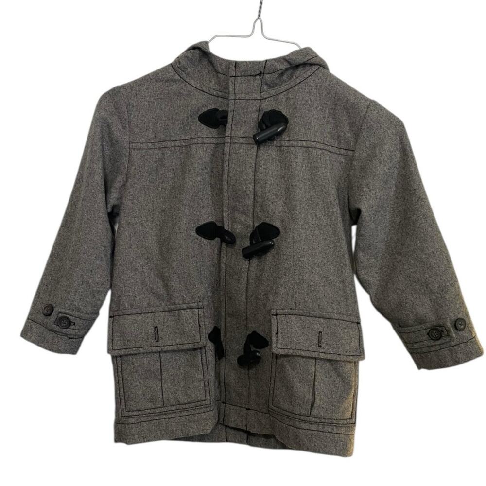 Gymboree Duffle Coat Unisex XS 3-4 Gray Wool Blend Toggle Closures Winter Jacket